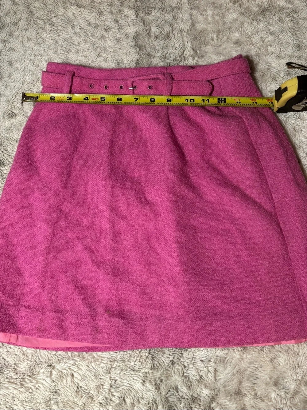 Vintage GUESS Collection Pink Wool Blend Belted Mini Skirt Sz 6 USA Made